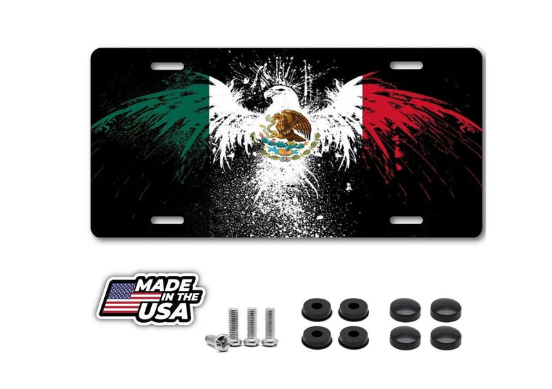 MEXICAN FLAG AMERICAN FLAG METAL CAR LICENSE PLATE, MEXICO FLAG LICENSE PLATE