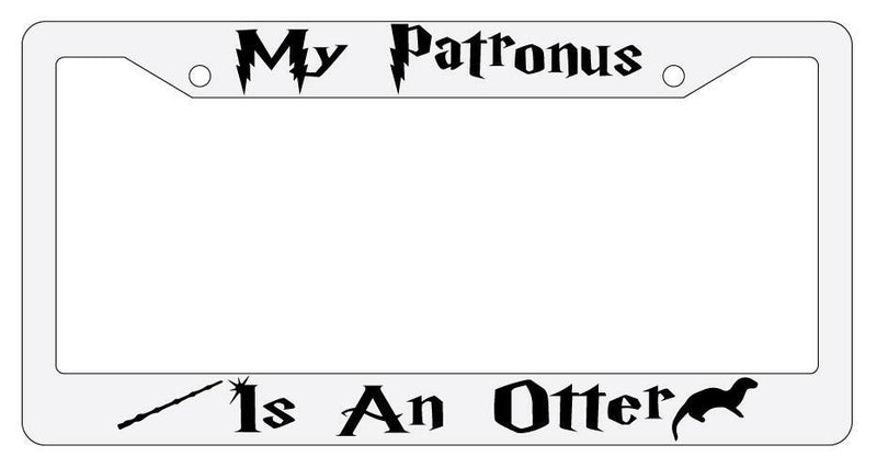 My Patronus is A Otter White Plastic License Plate Frame Auto Accessory  Mod-GRAPH9856236-3542
