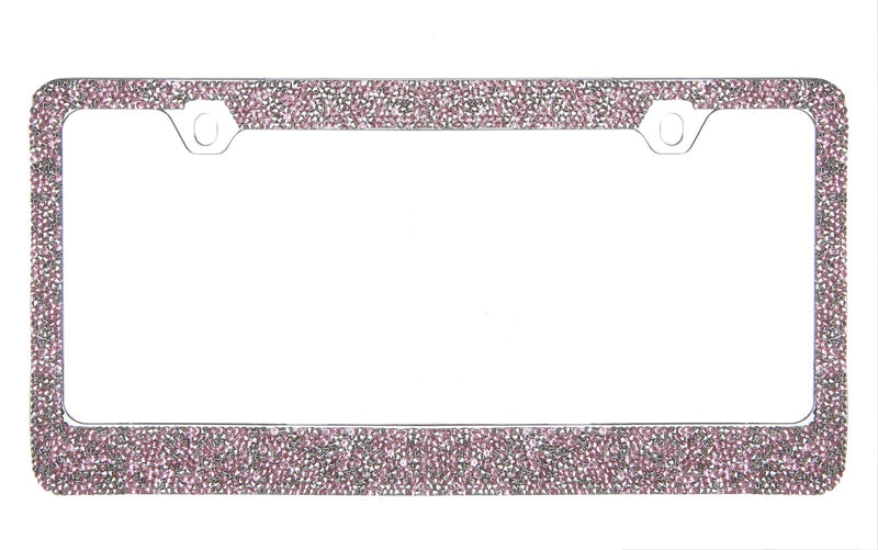 Rocking Bling Crystal Diamond Rhinestone License Plate Frame Light Pink / Silver