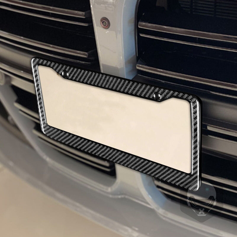 Real 100% Carbon Fiber License Plate Frame Cover With Free Caps Universal