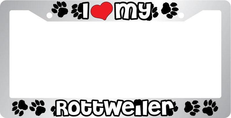 Chrome License Plate Frame I Heart My Rottweiler Auto Accessory Peticular  Mod-GRAPH9856236-6622