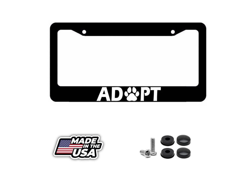 Adopt Black License Plate Car Frame Rescue Animals Shelter Pet Cat Dog