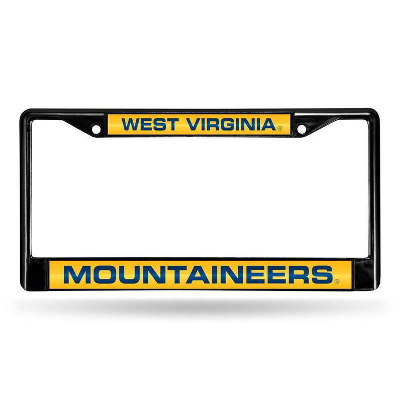 NCAA West Virginia Mountaineers Inlaid Acrylic Black License Plate Frame