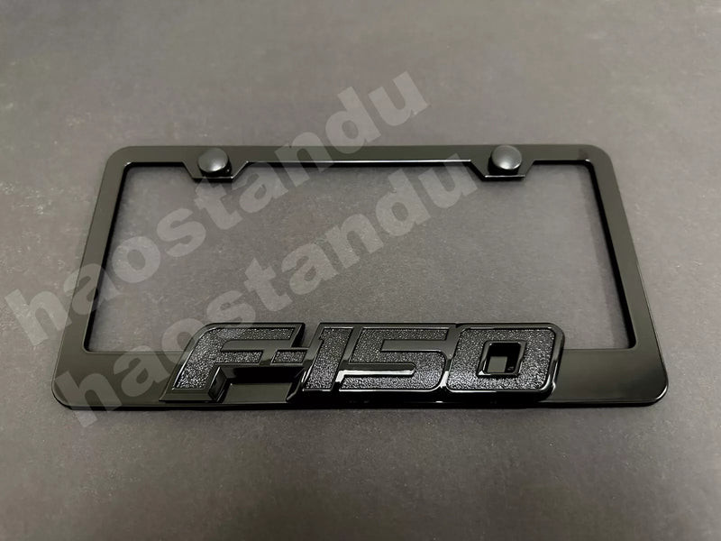 1x (Black) For F150 3D Emblem BLACK Stainless License Plate Frame RUST FREE