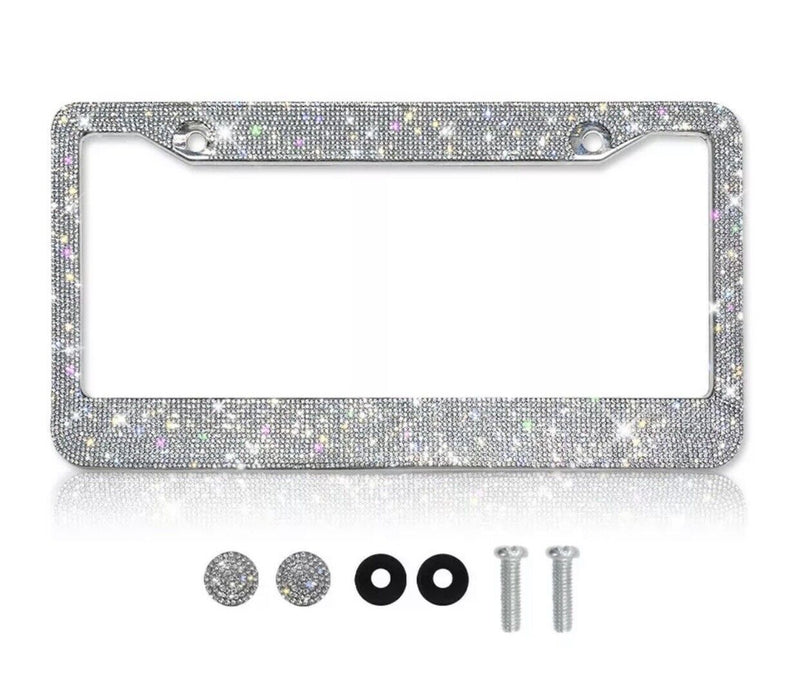 Bling Rhinestone Sparkling License Plate Frame Cover Accessory Car Vehicle