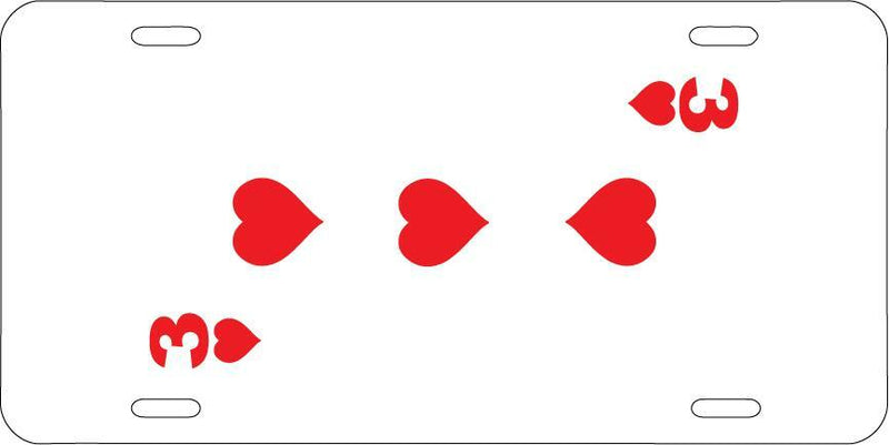 Three Of Hearts White Vanity License Plate Mod-GRAPH9856236-7642