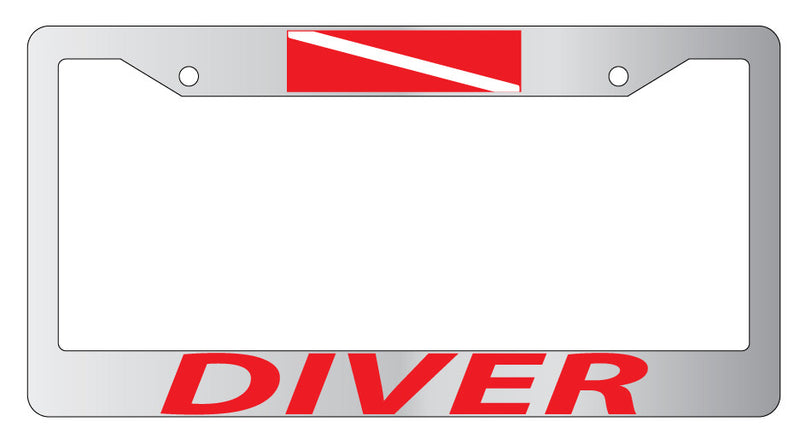 Diver (RED) Chrome METAL License Plate Frame Auto Accessory  Mod-GRAPH9856236-7809