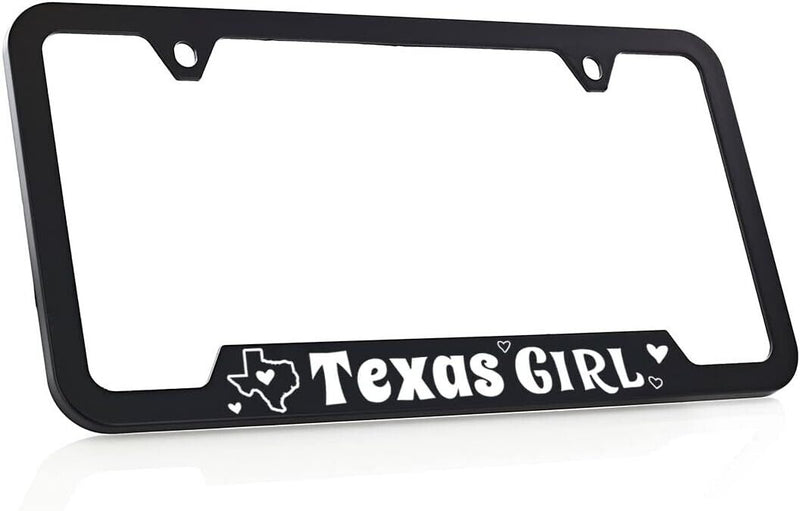 Texas Girl Universal Black Stainless Steel Metal License Plate Frame