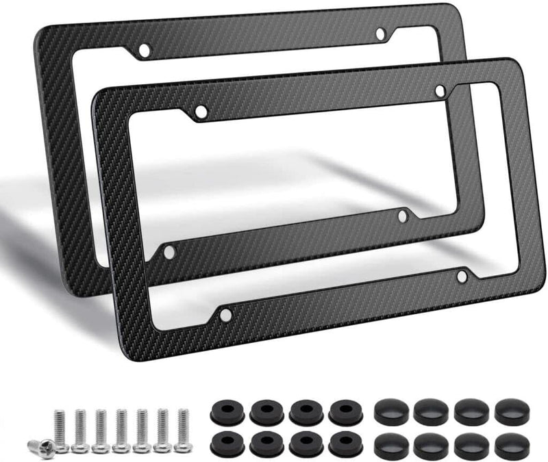 2 Carbon Fiber Look License Plate Frame including Mounting Hardware