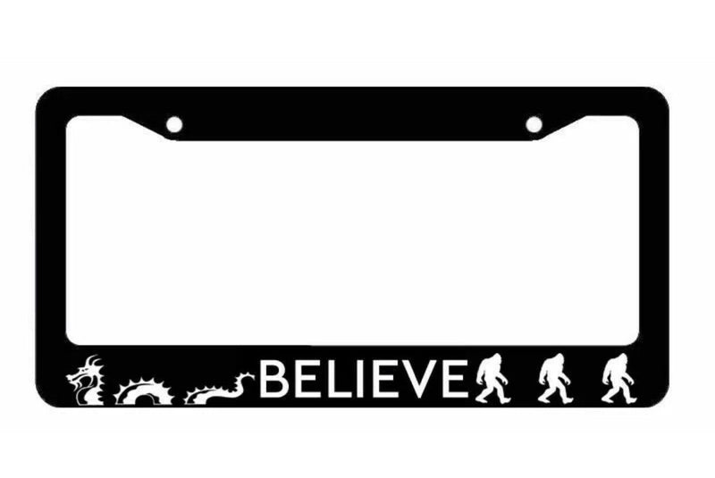 Believe Loch Ness Monster Bigfoot Sasquatch Sci Fi Funny JDM License Plate Frame