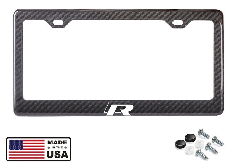 Golf R 100% Carbon Fiber License Plate Frame + Screw Caps