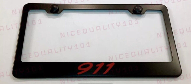 911 Stainless Steel Black Finished License Plate Frame Holder