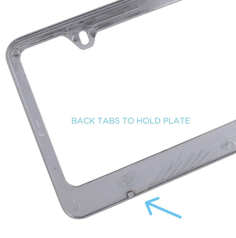 Metal License Plate Holder Frame w/ Chrome Rust-Free Heavy Duty Bling