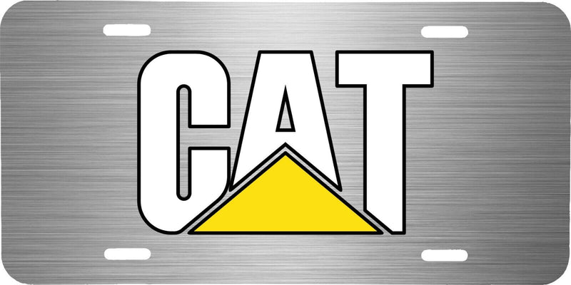 CAT CATERPILLAR BRUSHED ALUMINUM LOOK VEHICLE LICENSE PLATE TRACTOR TAG .040 GA