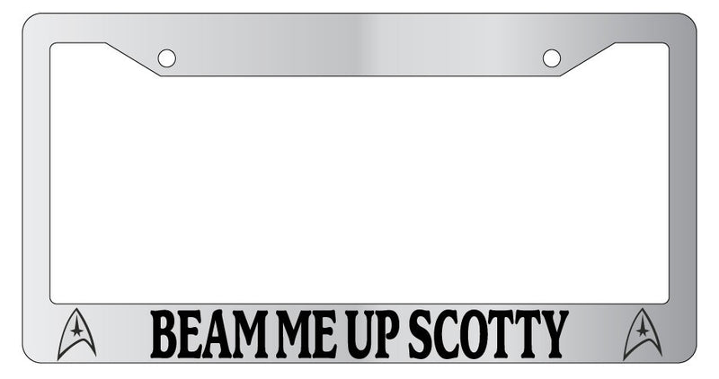 Chrome License Plate Frame Beam Me Up Scotty Accessory Novelty Star Trek 61  Mod-GRAPH9856236-6754