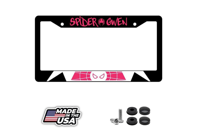 Spider Gwen Black Plastic License Plate Frame Auto