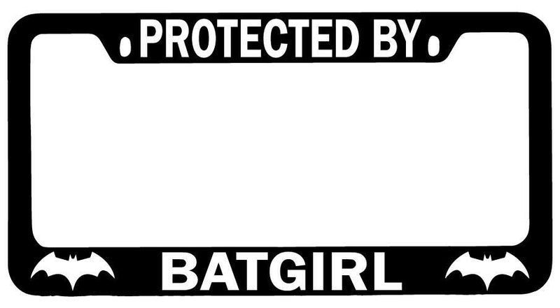 Protected By For Batgirl Black METAL License Plate Frame Auto DC  Mod-GRAPH9856236-8367