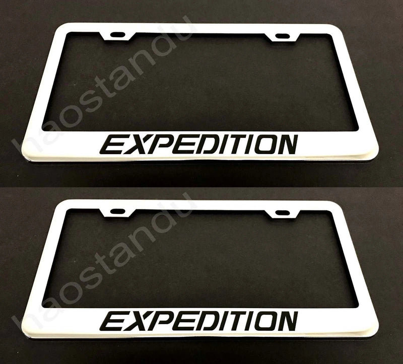 2x EXPEDITION STAINLESS Chrome License Plate Frame w/screw Caps*