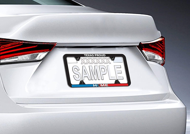 Texas Home Slim Black Stainless Steel Metal License Plate Frame - Texas Proud