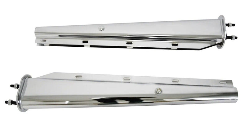 Chrome Mud Flap Hanger Set Spring Loaded 2 1/2" Bolt Pattern Semi Truck 30" in.