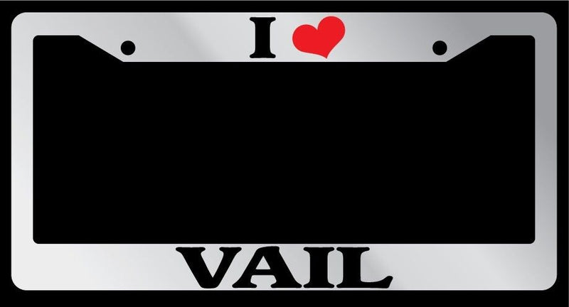 Chrome License Plate Frame "I Heart Vail" Auto Accessory Novelty  Mod-GRAPH9856236-6212