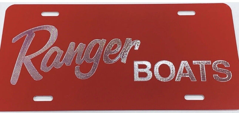 Engraved On Red Ranger Boats Car Tag Diamond Etched Aluminum Metal License Plate