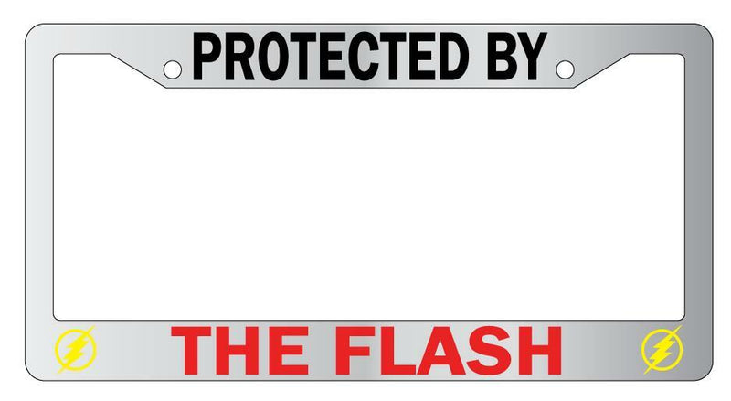 Protected By The Flash Chrome License Plate Frame Auto DC  Mod-GRAPH9856236-5699