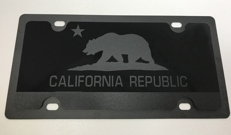 California State Flag- Blacked Out Mirror Acrylic License Plate