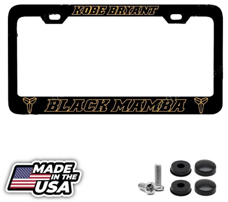 Black Mamba Kobe Bryant Black License Plate Frame Yellow Logo