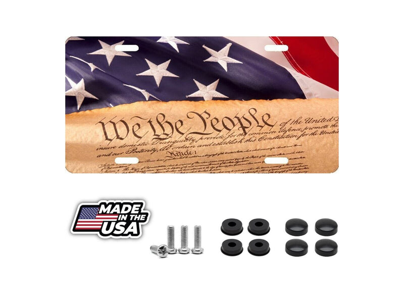 American Flag We The People Printed License Plate - Made in USA 