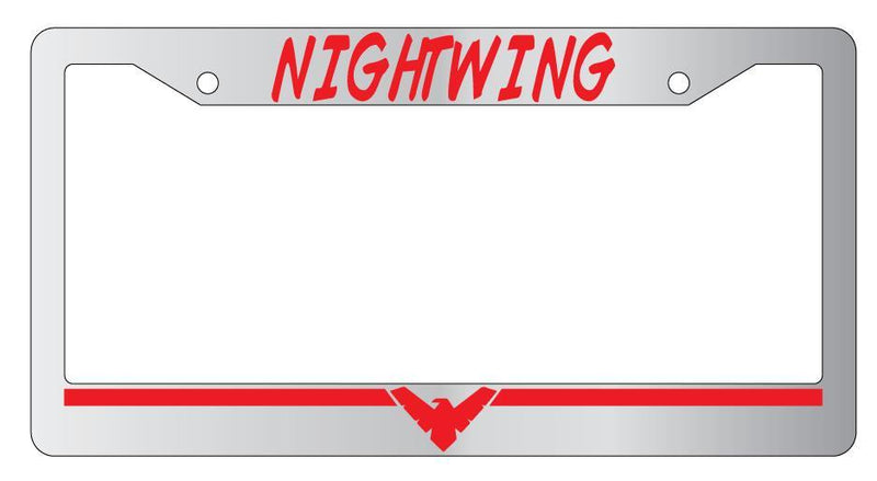 Nightwing RED Chrome METAL License Plate Frame Auto DC  Mod-GRAPH9856236-7956