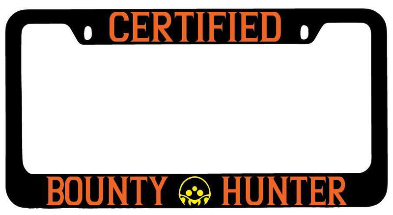 Certified Bounty Hunter Black METAL License Plate Frame Metroid  Mod-GRAPH9856236-8093