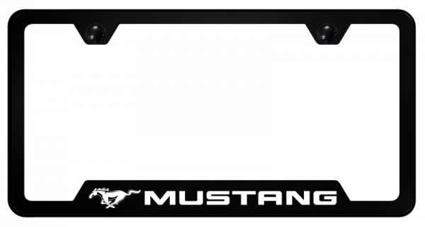 Ford Mustang Black Polycarbonate Notched License Plate Frame Official Licensed