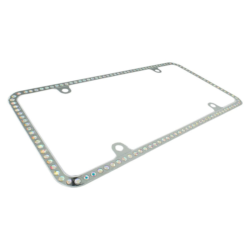 Swarovski AB Crystal Bling Slim license plate frame Inlay With Screw Caps