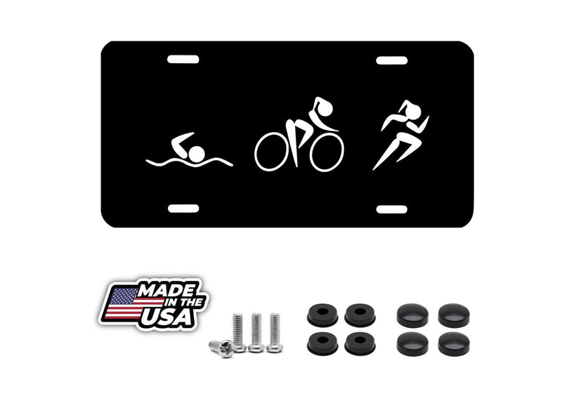 Female Triathlon Symbols Engraved Car Tag Aluminum Vanity License Plate