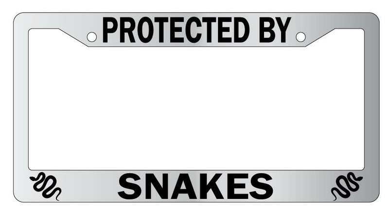Protected By Snakes Chrome License Plate Frame Auto  Mod-GRAPH9856236-5106