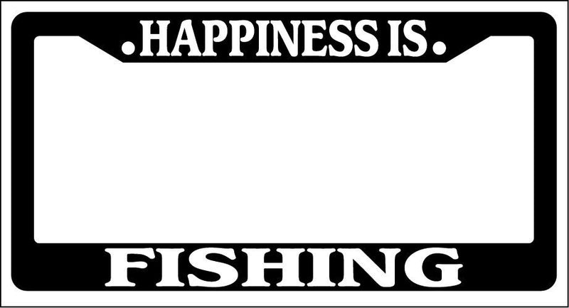 Black License Plate Frame Happiness Is... Fishing Auto Accessory Novelty  Mod-GRAPH9856236-821