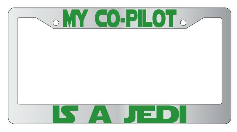 My Co-Pilot Is A Jedi Chrome Plastic License Plate Frame SW  Mod-GRAPH9856236-6443