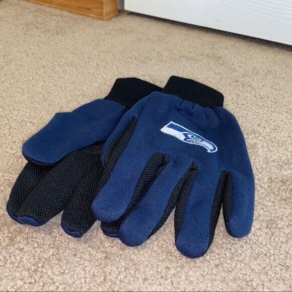 NFL Seattle Seahawks Blue/Gray Embroidered Utility Gloves One Size Fit Most