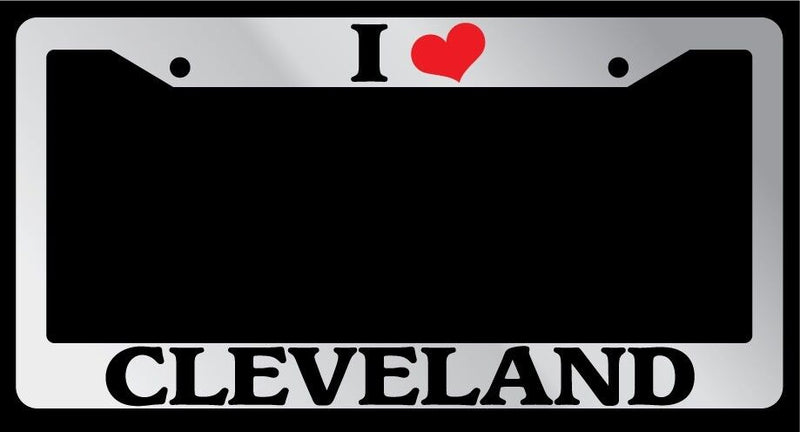 Chrome License Plate Frame I Heart Cleveland Auto Accessory 1191  Mod-GRAPH9856236-4397