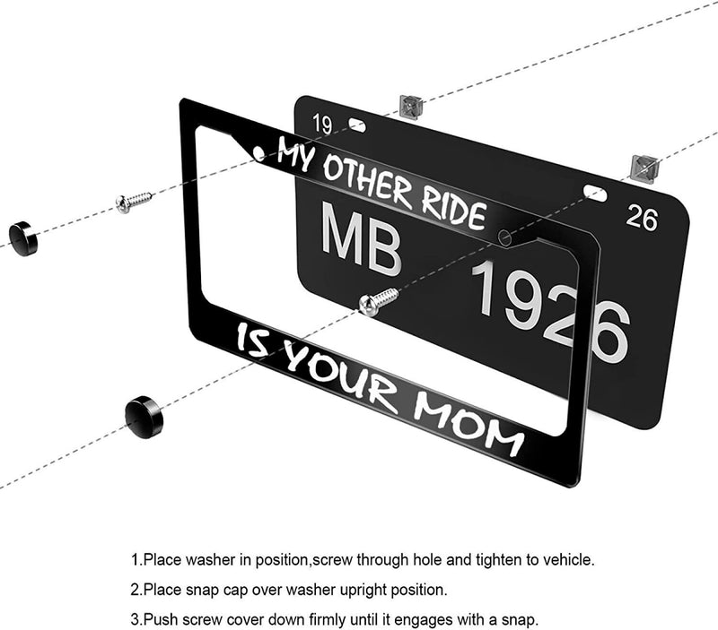 My Other Ride Is Your Mom Black License Plate Frame
