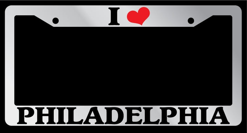 Chrome License Plate Frame "I Heart Philadelphia" Auto Accessory Novelty 2510  Mod-GRAPH9856236-4382