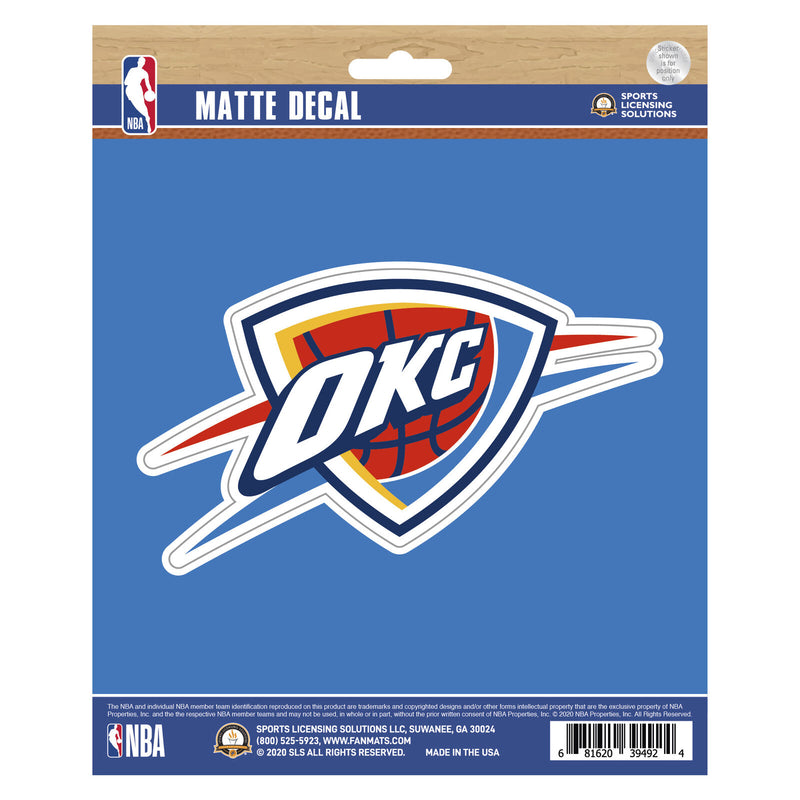 NBA Oklahoma City Thunder Decal Matte 5"X6.25" Auto Boat Cooler Luggage