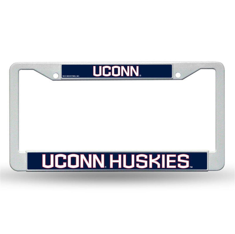 NCAA UConn Huskies White Plastic License Plate Frame