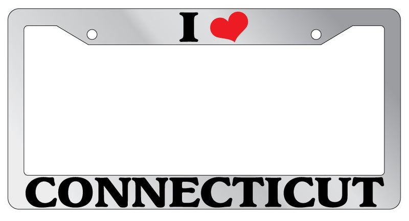 Chrome METAL License Plate Frame I HEART CONNECTICUT Auto Accessory 1197  Mod-GRAPH9856236-8203