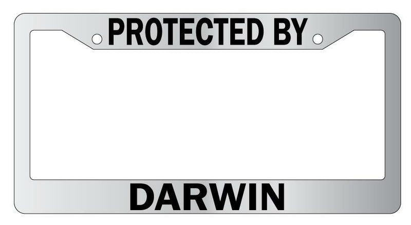 Protected By Darwin Chrome License Plate Frame Auto  Mod-GRAPH9856236-5119