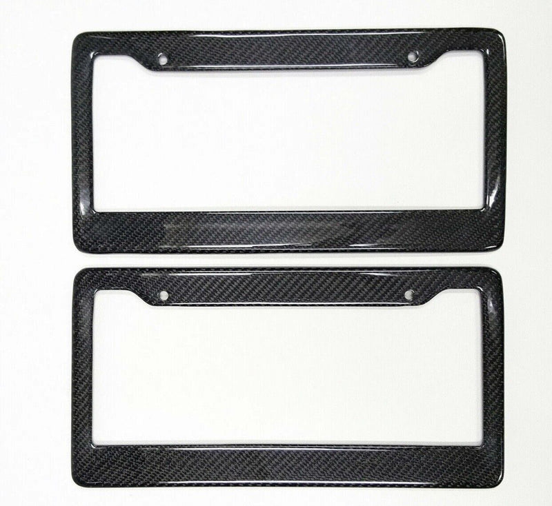 Black 2x Auto Tag 3K 100% Real Carbon Fiber License Plate Frame Cover Universal