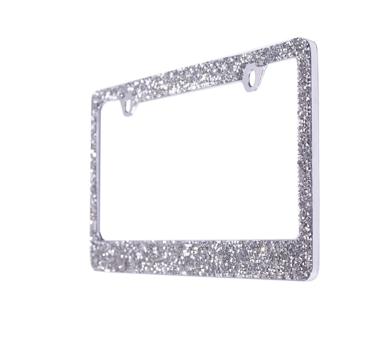 Rocking Bling Crystal Diamond Rhinestone License Plate Frame Clear / Silver