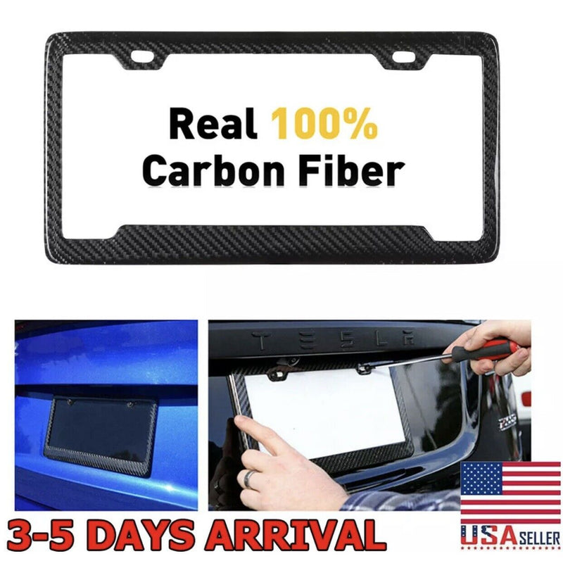 REAL 100% CARBON FIBER LICENSE Plate Frame COVER ORIGINAL 3K TWILL JDM /FF F