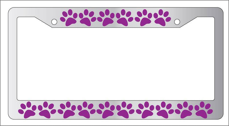 Chrome License Plate Frame PUPPY FEET (PURPLE) Auto Accessory  Mod-GRAPH9856236-5233